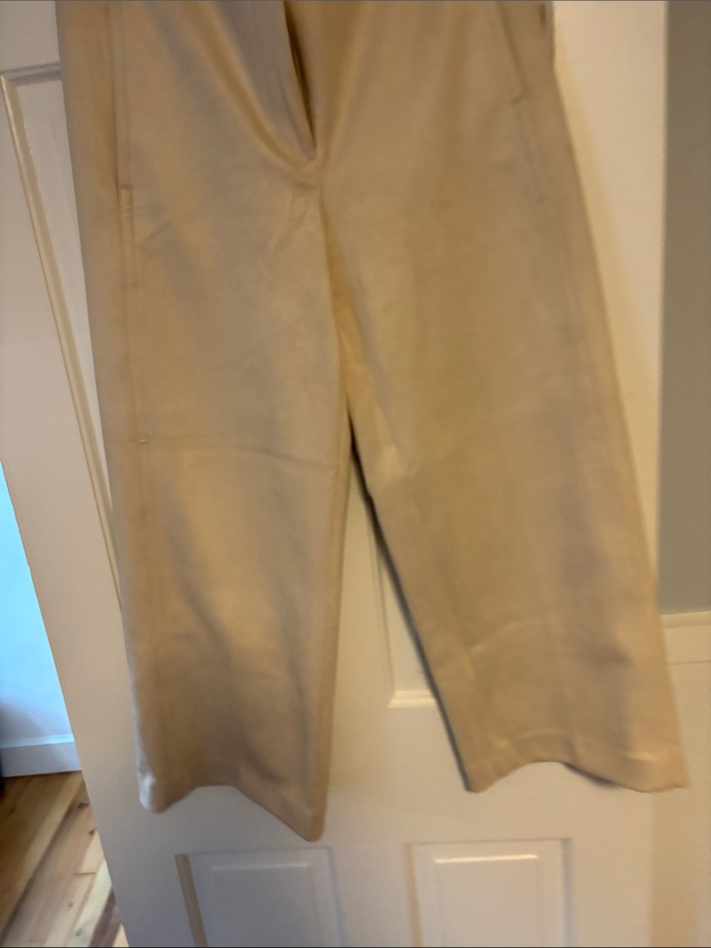 Ann Taylor Beige Wide-Leg Chinos